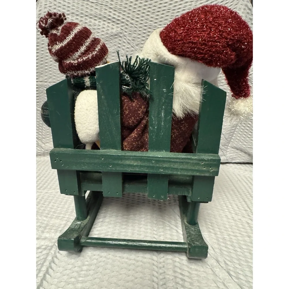 Santa And Penguin Sitting On A Rocker. 7 X‎ 11 X 8 Centerpiece Or Decor